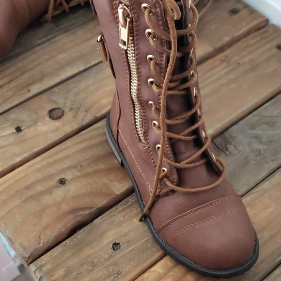 Children Combat boot with gold Zipper - Picture 6 of 6